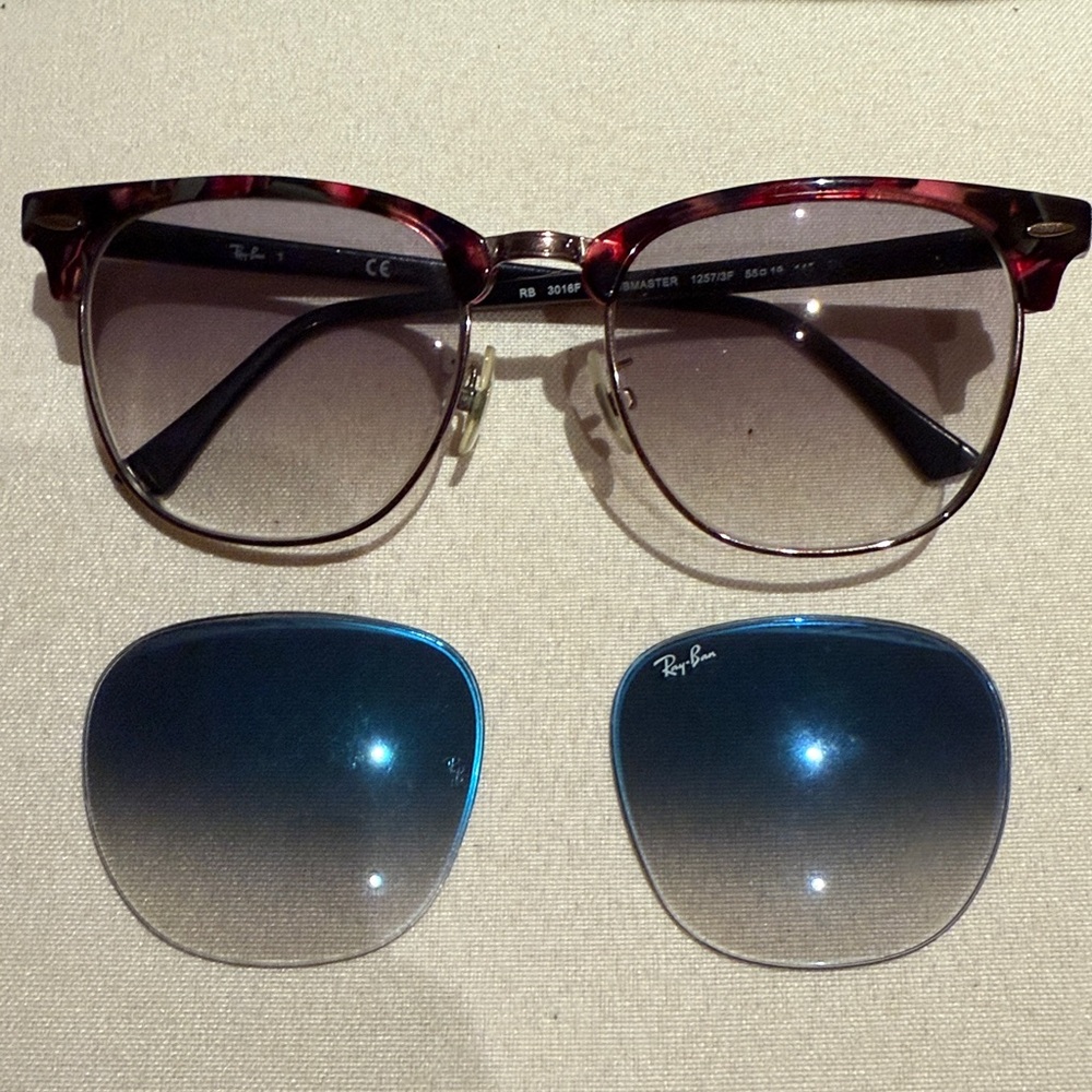 Ray-Ban Clubmaster Sunglasses with Black and Pink Frame - Picture 7 of 9